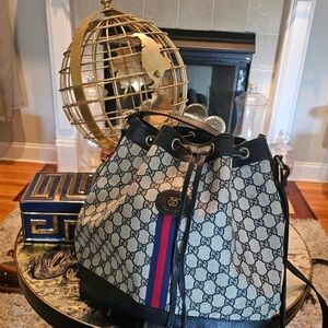 Gucci Black and Gray Monogram Backpack Vintage